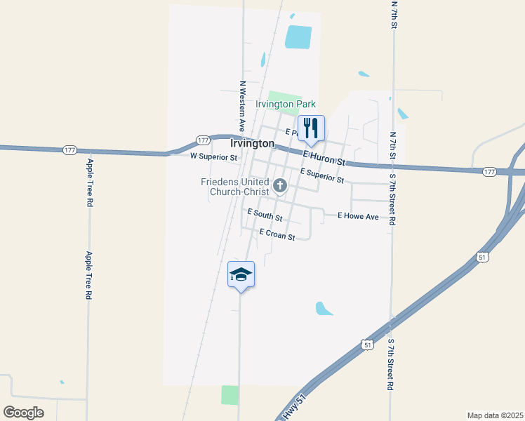 map of restaurants, bars, coffee shops, grocery stores, and more near 406 3rd Street in Irvington