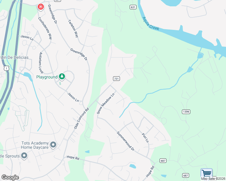 map of restaurants, bars, coffee shops, grocery stores, and more near 2 Snow Meadow Lane in Stafford