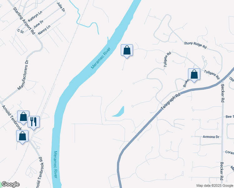 map of restaurants, bars, coffee shops, grocery stores, and more near 3169 Crystal Lake Drive in St. Louis