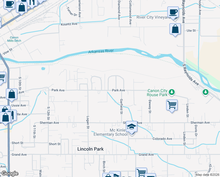 map of restaurants, bars, coffee shops, grocery stores, and more near 683 Ridgewood Rd in Cañon City