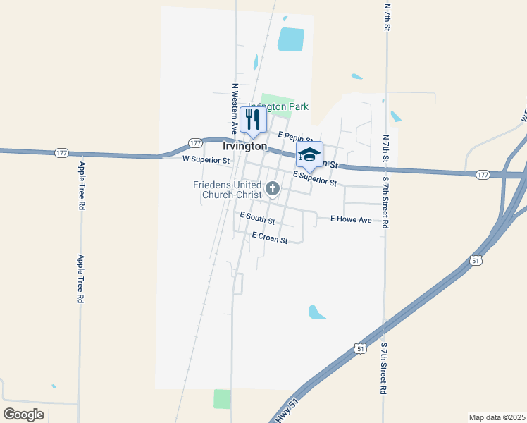 map of restaurants, bars, coffee shops, grocery stores, and more near 406 3rd Street in Irvington