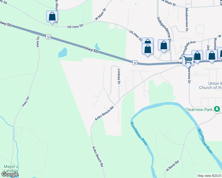 map of restaurants, bars, coffee shops, grocery stores, and more near 98 Lindsey Drive in Union