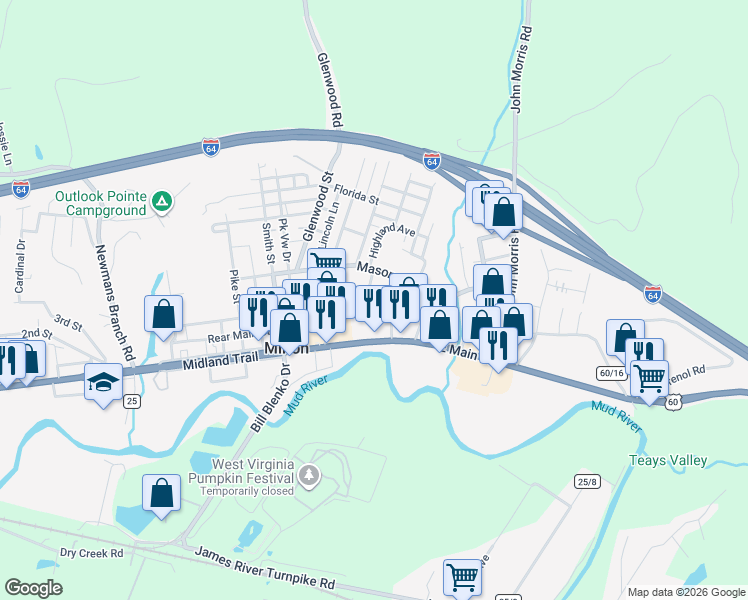 map of restaurants, bars, coffee shops, grocery stores, and more near 440 Kane Street in Milton