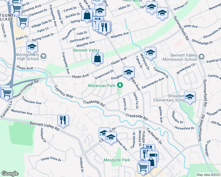 map of restaurants, bars, coffee shops, grocery stores, and more near 2010 Leafgreen Drive in Santa Rosa