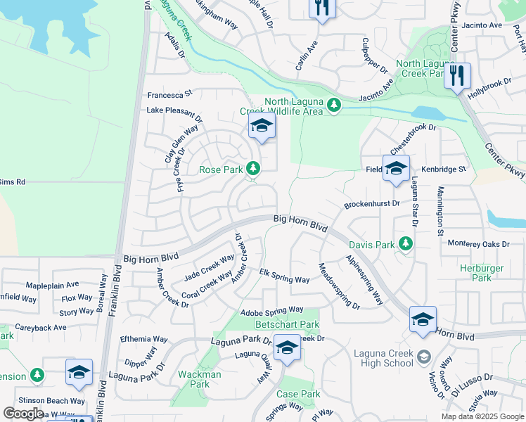 map of restaurants, bars, coffee shops, grocery stores, and more near 5718 Harborside Way in Elk Grove