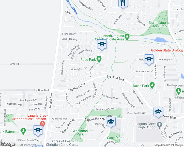 map of restaurants, bars, coffee shops, grocery stores, and more near 5518 Harborside Way in Elk Grove