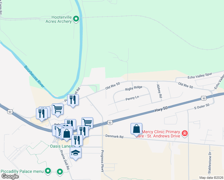 map of restaurants, bars, coffee shops, grocery stores, and more near 1519 Rigby Ridge in Union