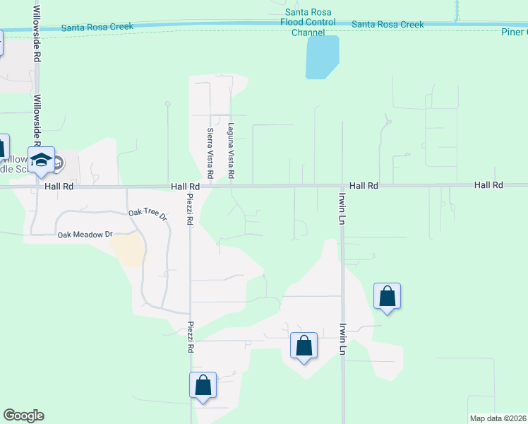 map of restaurants, bars, coffee shops, grocery stores, and more near 374 Laguna Vista Road in Santa Rosa