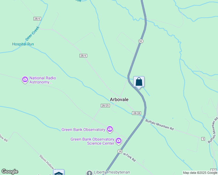 map of restaurants, bars, coffee shops, grocery stores, and more near 124 Hannah Run Road in Arbovale