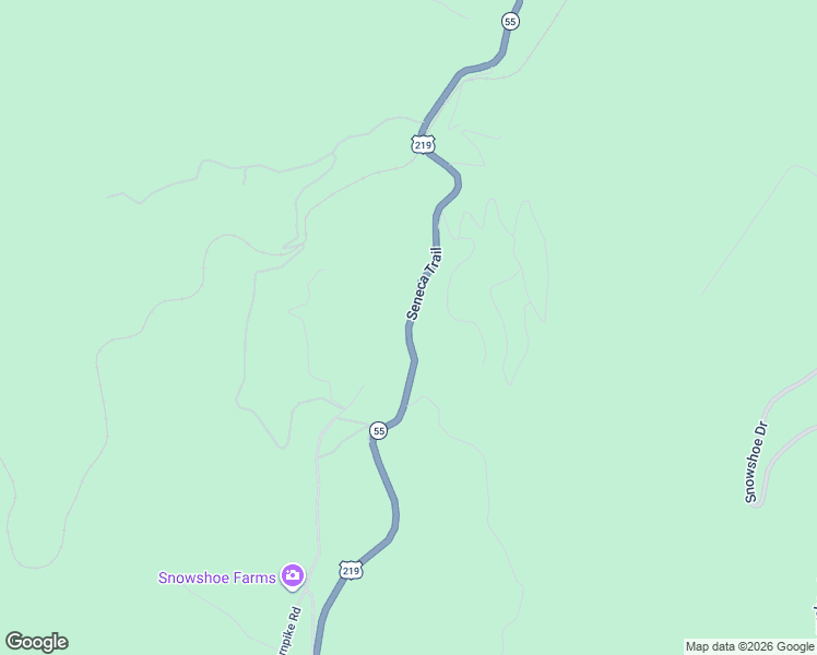 map of restaurants, bars, coffee shops, grocery stores, and more near Seneca Trail in Snowshoe