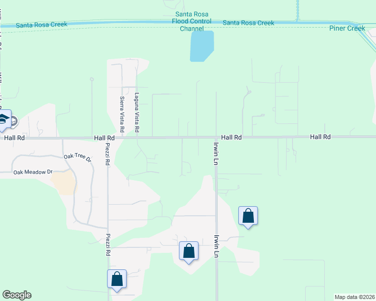 map of restaurants, bars, coffee shops, grocery stores, and more near 4750 Hall Road in Santa Rosa