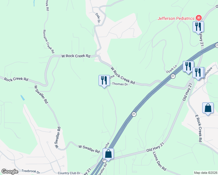map of restaurants, bars, coffee shops, grocery stores, and more near 3972 Thomas Drive in Imperial
