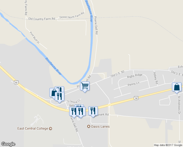 map of restaurants, bars, coffee shops, grocery stores, and more near 2288 Prairie Dell Road in Union