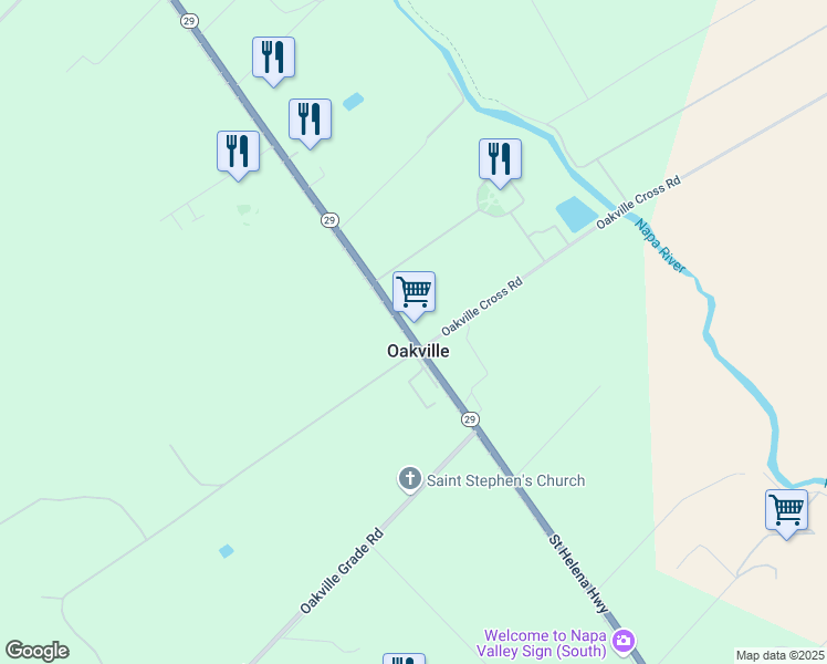 map of restaurants, bars, coffee shops, grocery stores, and more near in Oakville