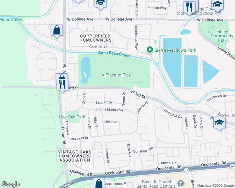 map of restaurants, bars, coffee shops, grocery stores, and more near 522 Woodchuck Court in Santa Rosa