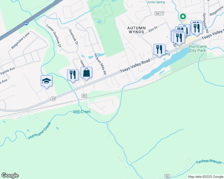 map of restaurants, bars, coffee shops, grocery stores, and more near 66A Boncarbo Lane in Hurricane