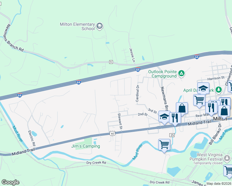 map of restaurants, bars, coffee shops, grocery stores, and more near 403 Mahoganywood Dr in Milton