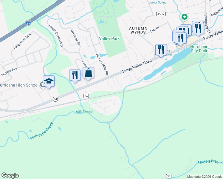 map of restaurants, bars, coffee shops, grocery stores, and more near 66A Boncarbo Lane in Hurricane