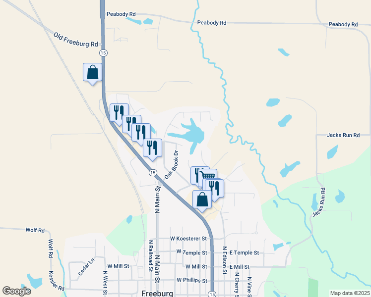 map of restaurants, bars, coffee shops, grocery stores, and more near 316 Dogwood Court in Freeburg