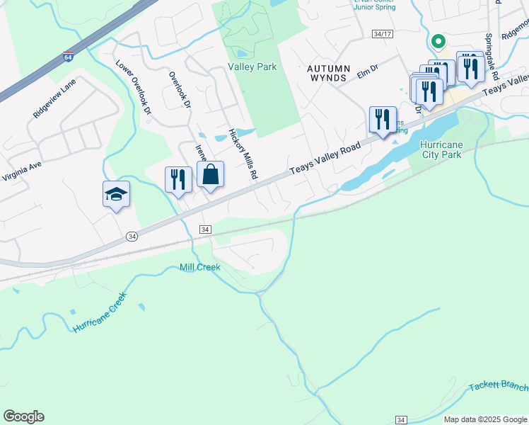map of restaurants, bars, coffee shops, grocery stores, and more near 66A Boncarbo Lane in Hurricane