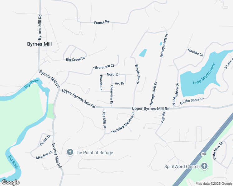 map of restaurants, bars, coffee shops, grocery stores, and more near 3730 Clearview Drive in Byrnes Mill