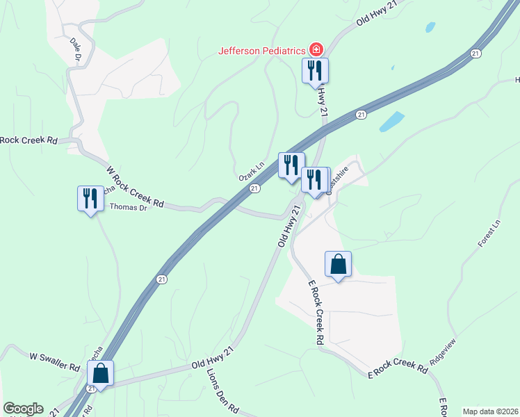 map of restaurants, bars, coffee shops, grocery stores, and more near 3833 West Rock Creek Road in Antonia