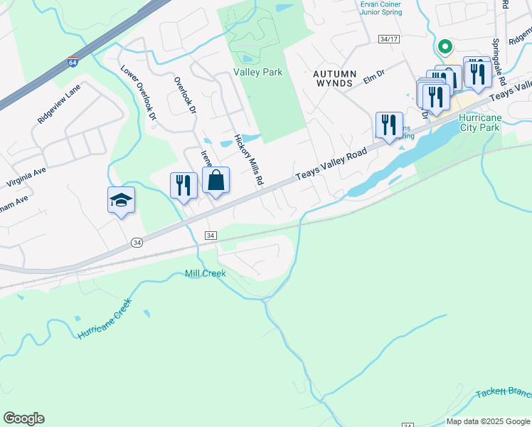 map of restaurants, bars, coffee shops, grocery stores, and more near 66A Boncarbo Lane in Hurricane