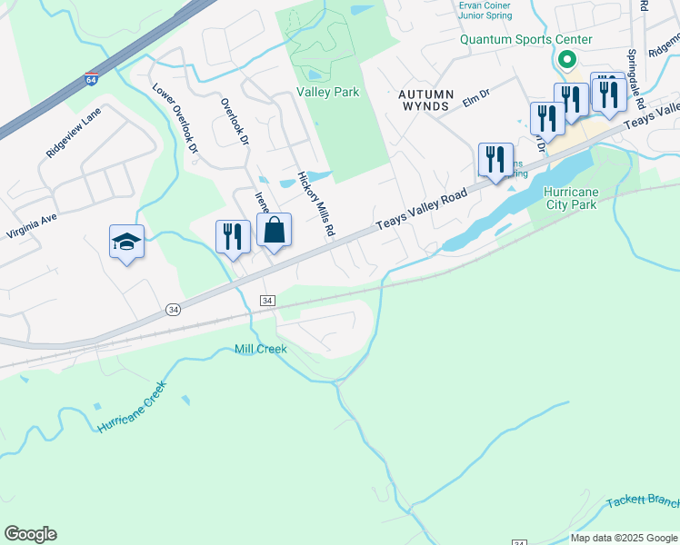 map of restaurants, bars, coffee shops, grocery stores, and more near 66 Boncarbo Lane in Hurricane
