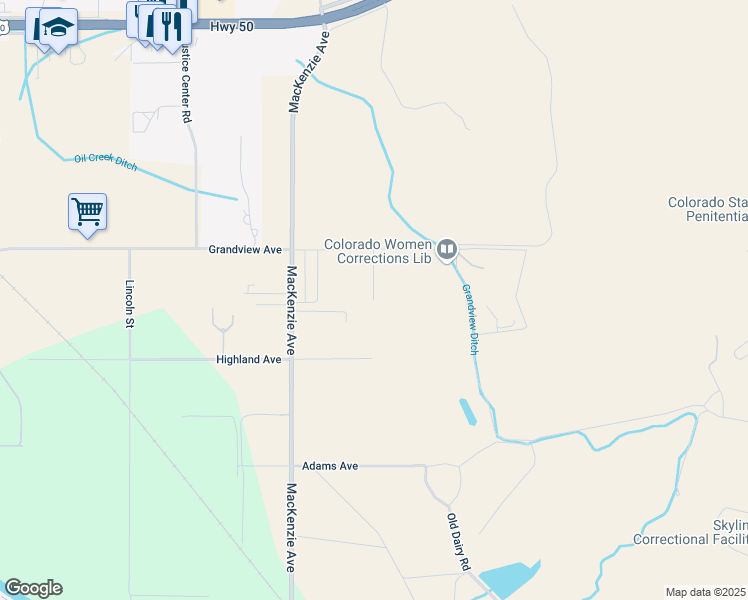 map of restaurants, bars, coffee shops, grocery stores, and more near 398 Columbine Avenue in Cañon City