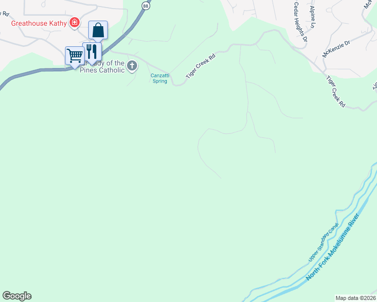map of restaurants, bars, coffee shops, grocery stores, and more near 15901 Black Prince Road East in Pioneer