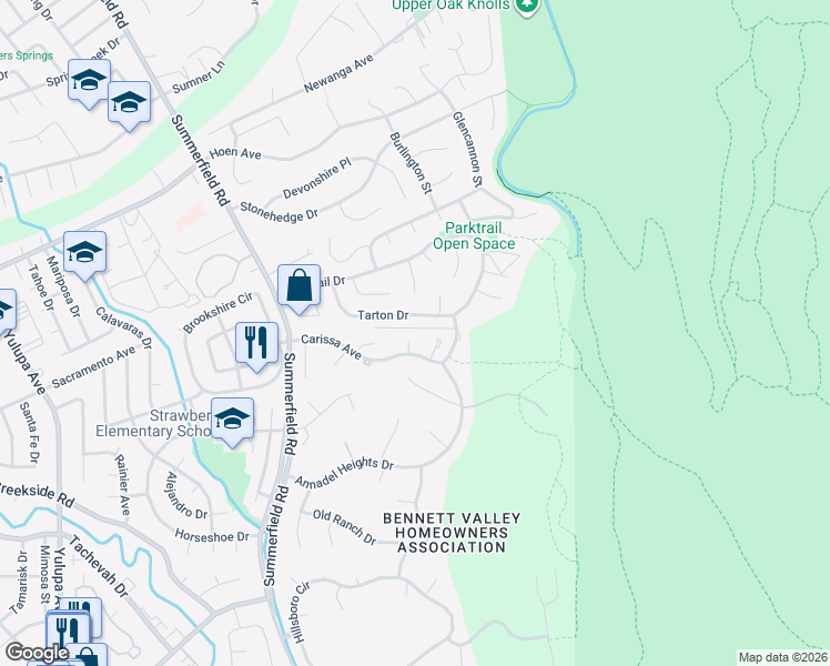 map of restaurants, bars, coffee shops, grocery stores, and more near 2871 Dusty Stone Court in Santa Rosa