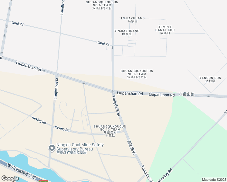 map of restaurants, bars, coffee shops, grocery stores, and more near Tong Da Nan Jie in Yin Chuan Shi