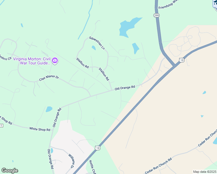 map of restaurants, bars, coffee shops, grocery stores, and more near 19266 Stallion Road in Culpeper