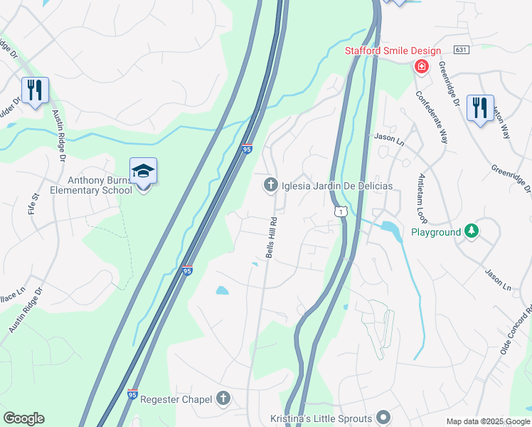 map of restaurants, bars, coffee shops, grocery stores, and more near 101 Galway Lane in Stafford