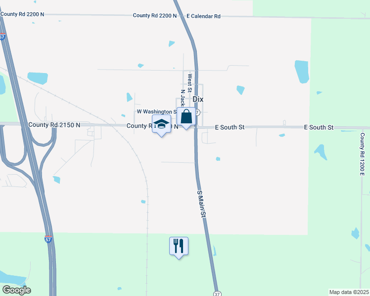 map of restaurants, bars, coffee shops, grocery stores, and more near in Dix