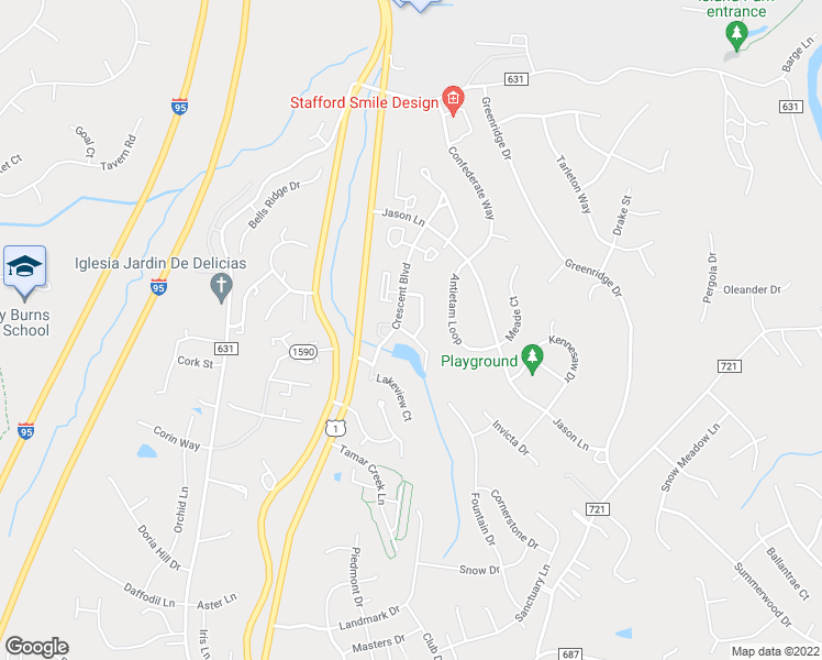 map of restaurants, bars, coffee shops, grocery stores, and more near 109 Munsons Hill Court in Stafford