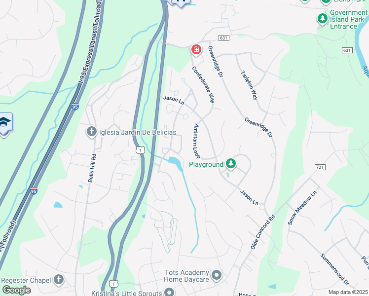 map of restaurants, bars, coffee shops, grocery stores, and more near 202 Gettysburg Court in Stafford