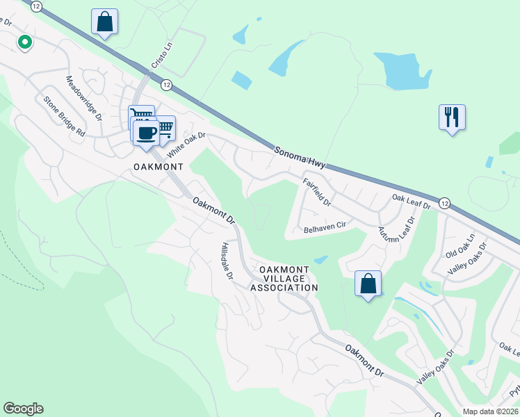 map of restaurants, bars, coffee shops, grocery stores, and more near 395 Rockgreen Place in Santa Rosa