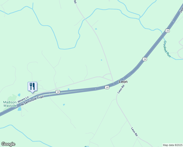 map of restaurants, bars, coffee shops, grocery stores, and more near 443 Kirtley Road in Leon