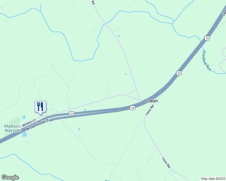 map of restaurants, bars, coffee shops, grocery stores, and more near 443 Kirtley Road in Leon
