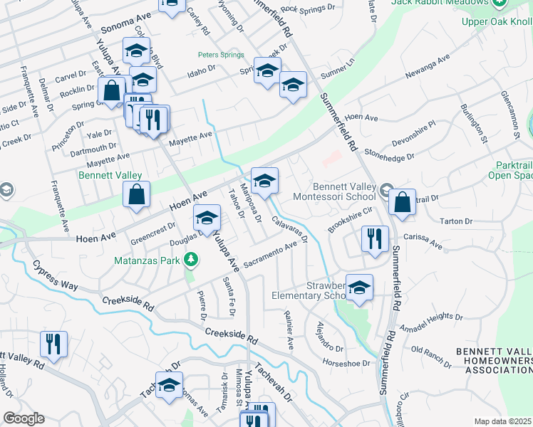 map of restaurants, bars, coffee shops, grocery stores, and more near in Santa Rosa