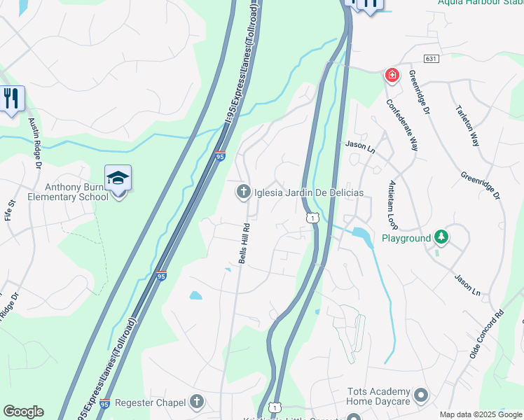 map of restaurants, bars, coffee shops, grocery stores, and more near 409 Fair Oaks Ave in Stafford