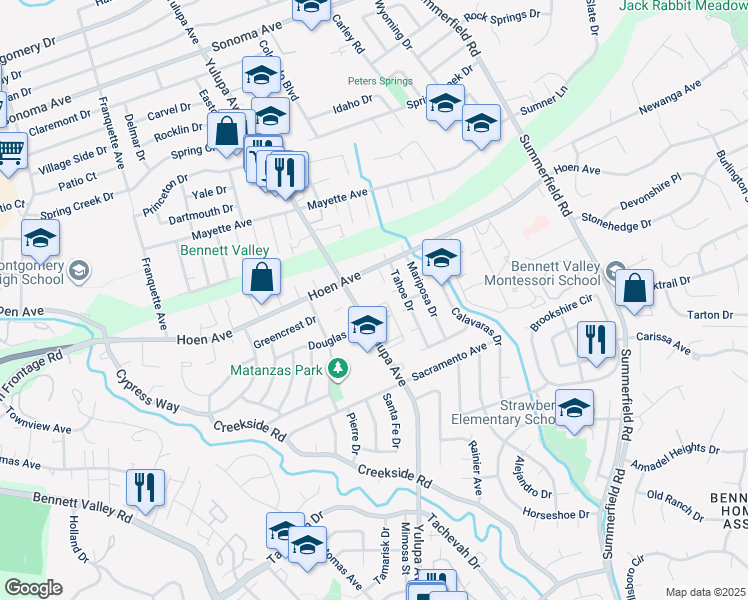 map of restaurants, bars, coffee shops, grocery stores, and more near 1700 Yulupa Avenue in Santa Rosa