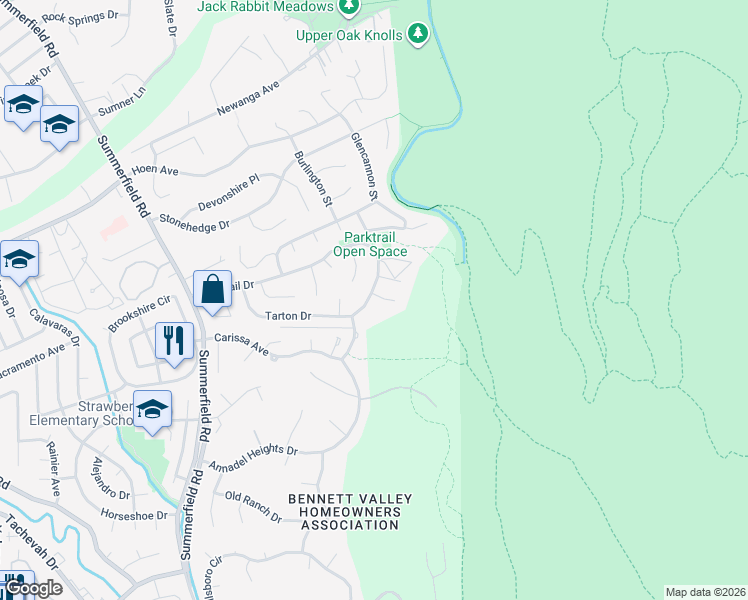 map of restaurants, bars, coffee shops, grocery stores, and more near 4808 Foxglove Court in Santa Rosa
