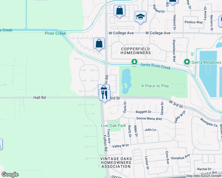 map of restaurants, bars, coffee shops, grocery stores, and more near 665 Camino Court in Santa Rosa