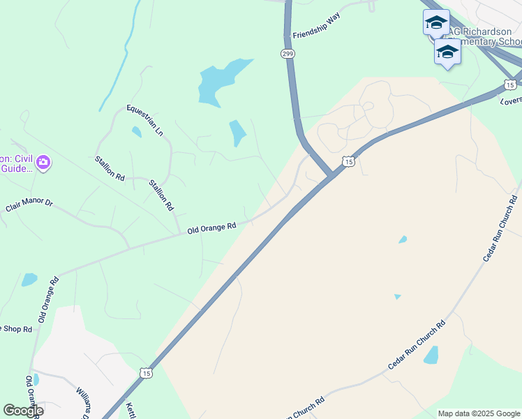 map of restaurants, bars, coffee shops, grocery stores, and more near 19170 John William Place in Culpeper