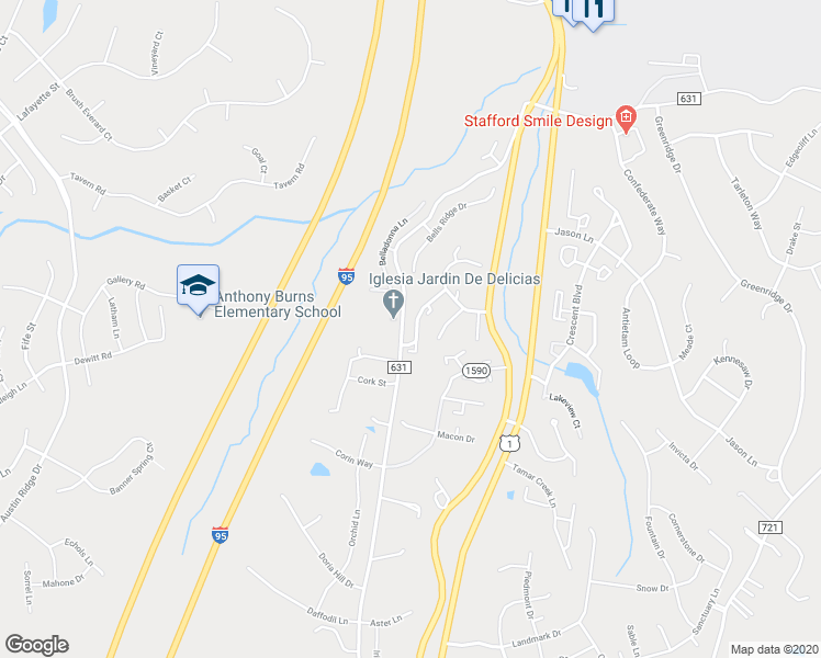 map of restaurants, bars, coffee shops, grocery stores, and more near 404 Fair Oaks Avenue in Stafford