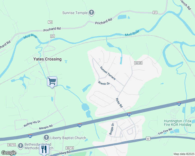 map of restaurants, bars, coffee shops, grocery stores, and more near 1121 Scenic Drive in Milton