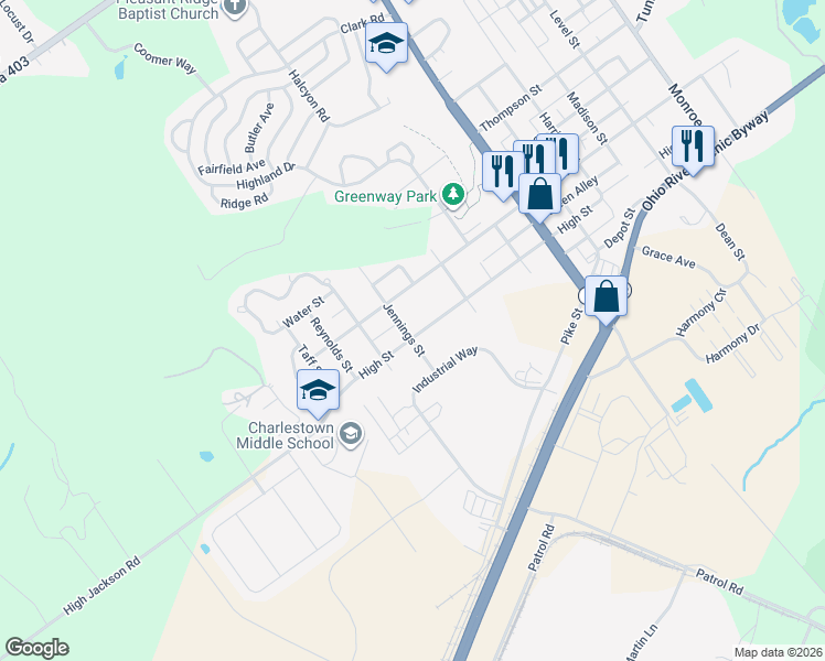 map of restaurants, bars, coffee shops, grocery stores, and more near 391 High Street in Charlestown