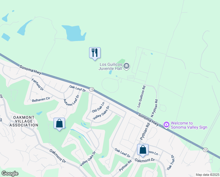 map of restaurants, bars, coffee shops, grocery stores, and more near 100 Childrens Circle in Santa Rosa